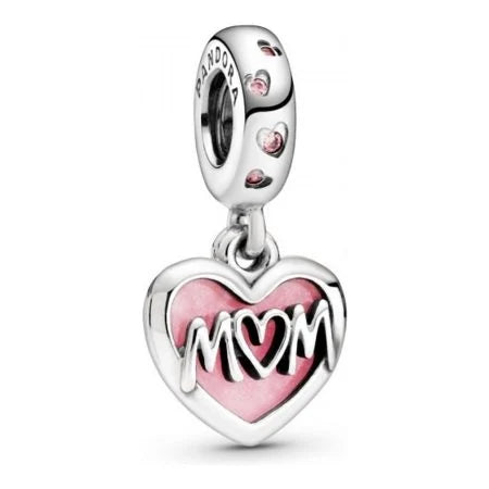 D1825 Mom Pink Heart Charm Pendant