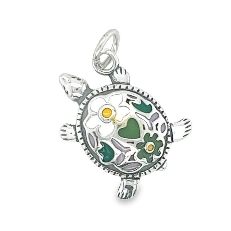 White Colorful Turtle Pendant