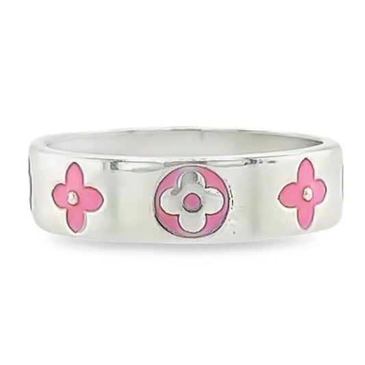 R735 Pink Flower  Ring