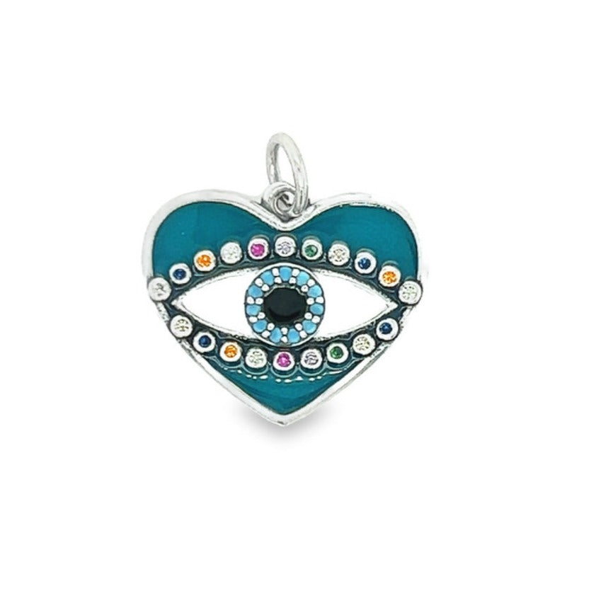 D1194 Aquamarine Heart Eye Pendant