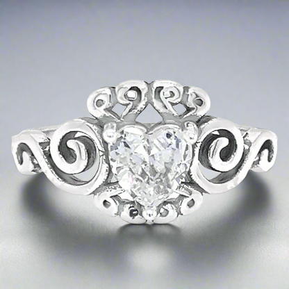 R830 Heart CZ Stone Ring