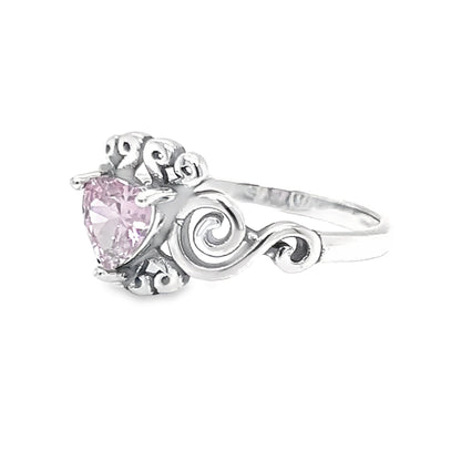 R829 Heart Pink Stone Ring