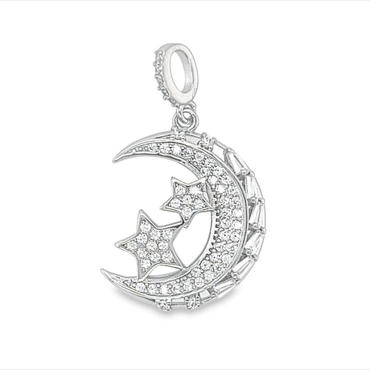 D1133 Half Moon CZ Pendant