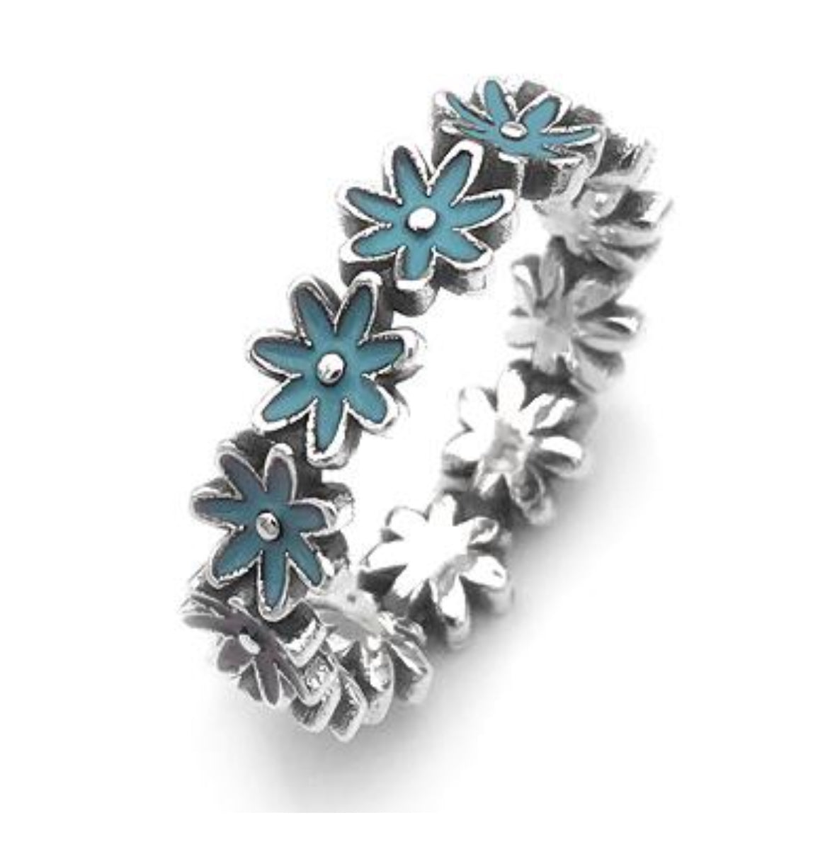 R870 Blue Flowers Ring