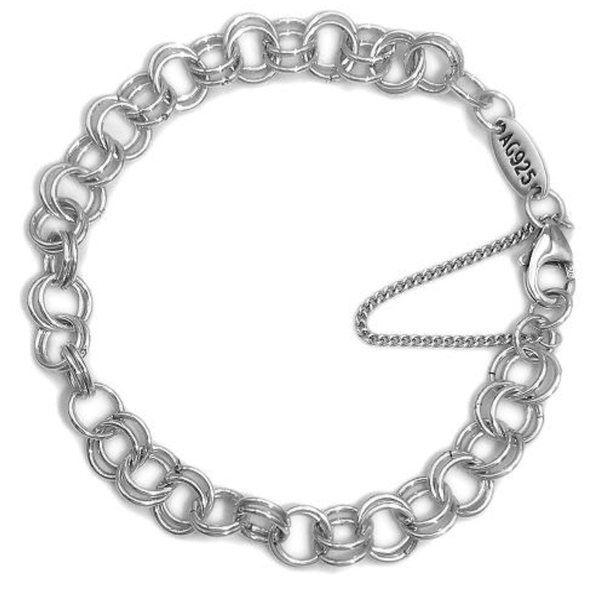 M381 Smooth Links Charm Bracelet 19cm