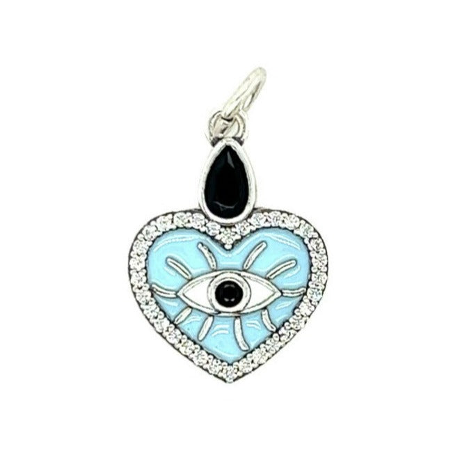 D1190 White Heart Eye Pendant