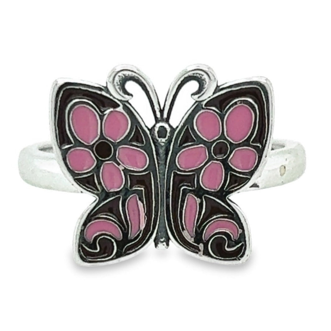 R337 Pink Butterfly Ring