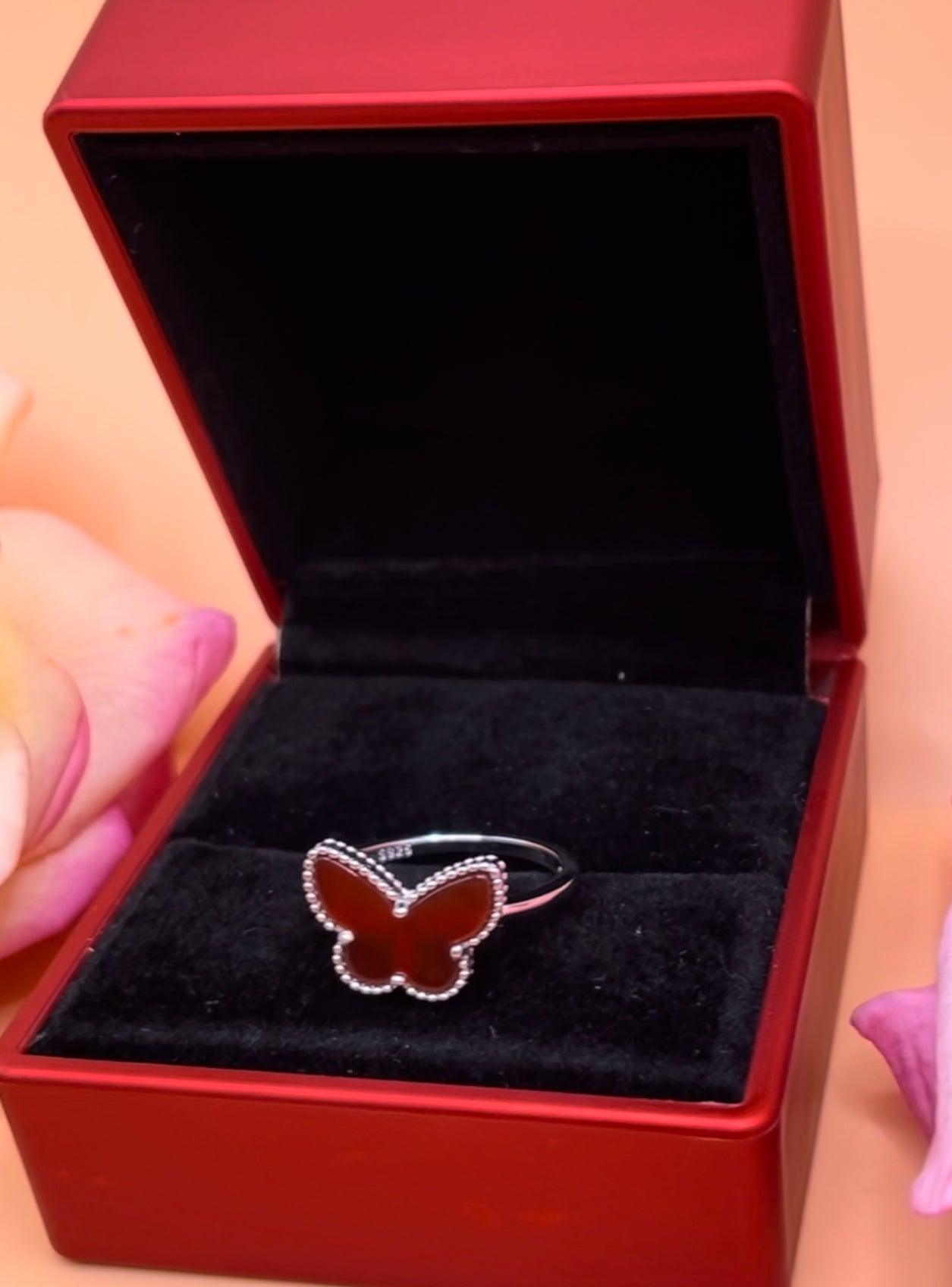 R9049 Red Butterfly  Ring