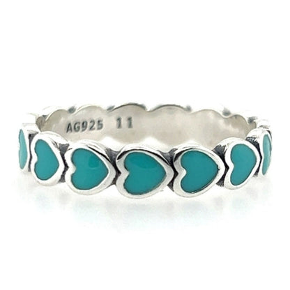 R495 Heart Blue Band Ring