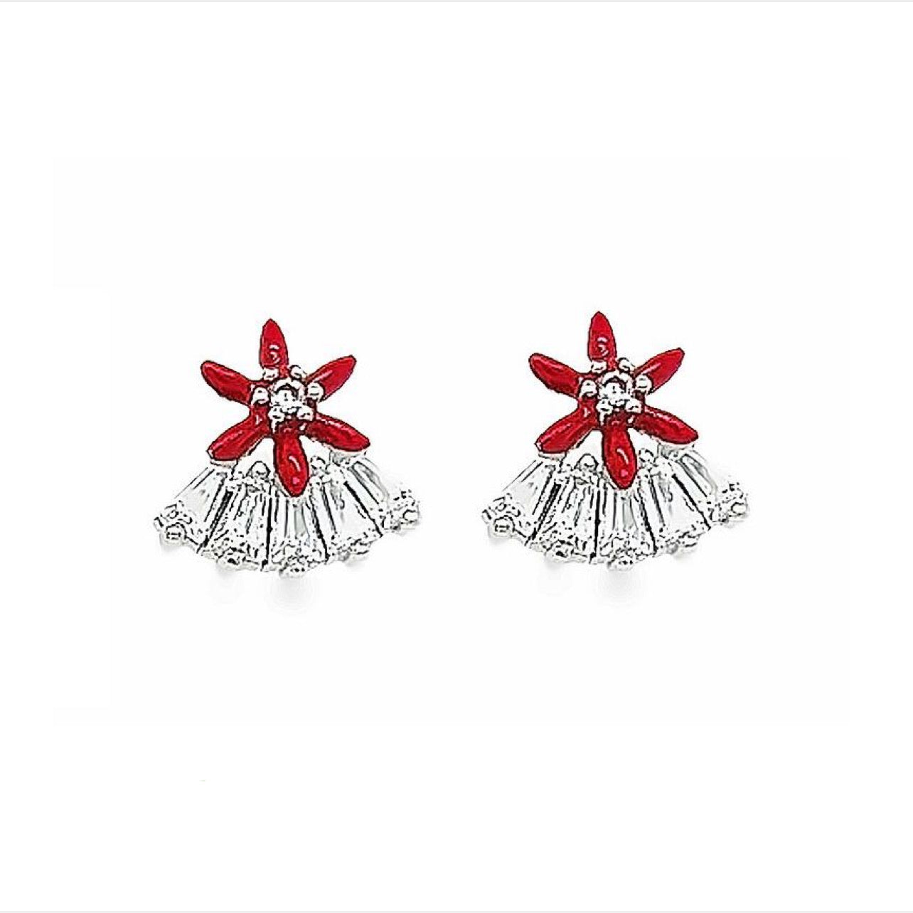 A503 Mini Red Flower Post Earrings