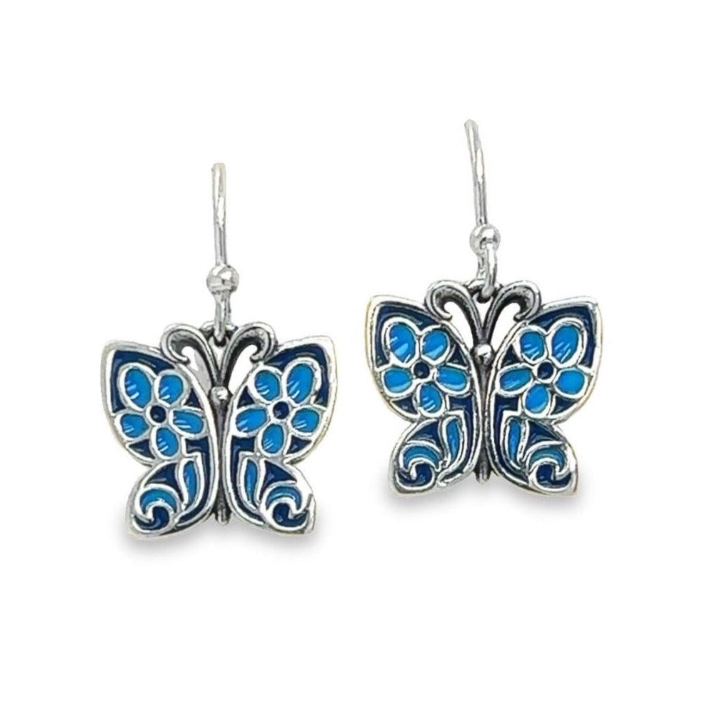 P386 Blue butterfly hook earring