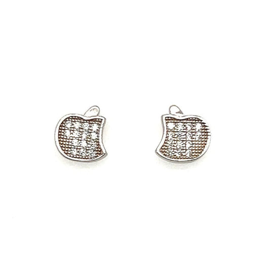 A102 Diamond Accent Bitten Apple Post Earrings