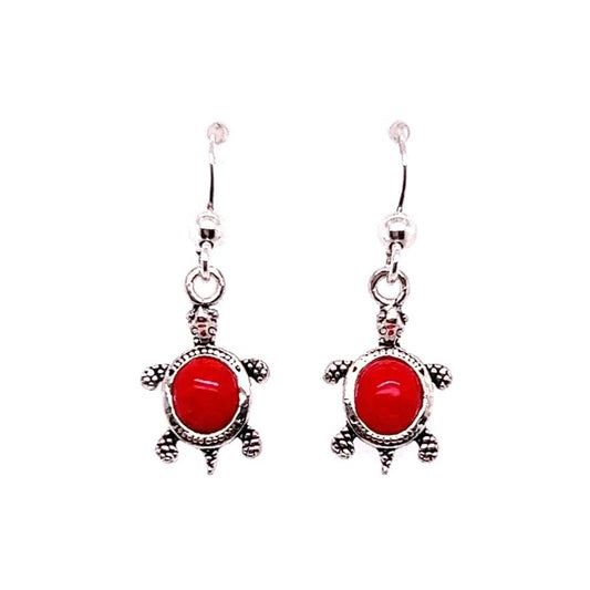 A120 Red Turtle Post Earrings