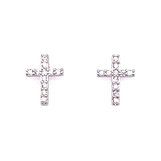 A128 CZ Cross Post Earrings