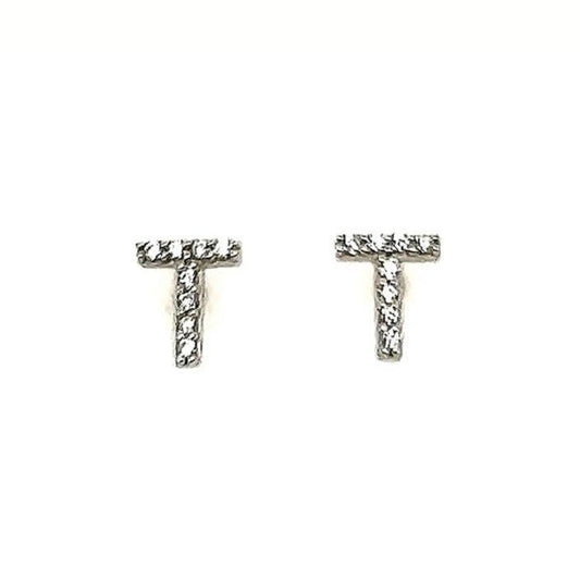 A246 Letter T Post Earrings