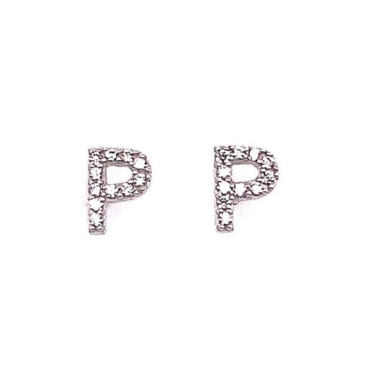 A248 Letter P Post Earrings