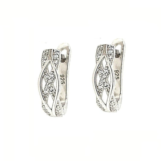 A260 Braid CZ Pave Hoop Earrings