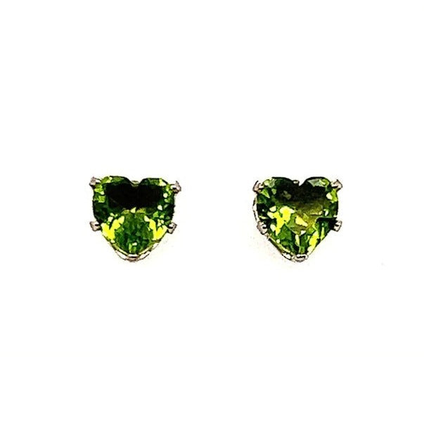 A262 Heart Green CZ Post Earrings