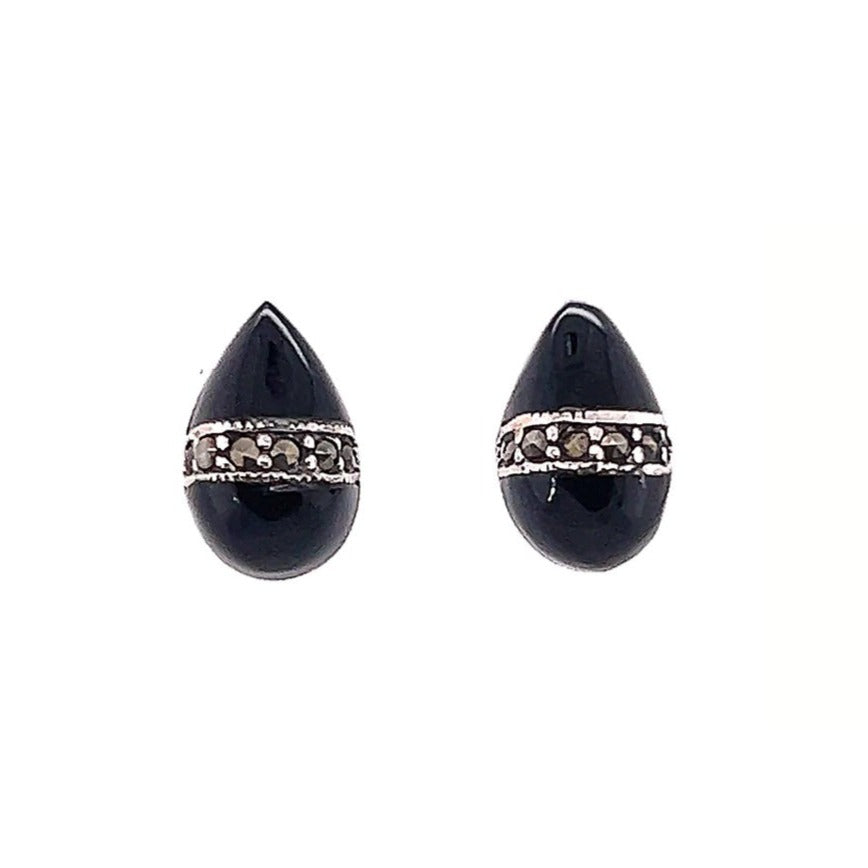 A281 Black Drop Post Earrings