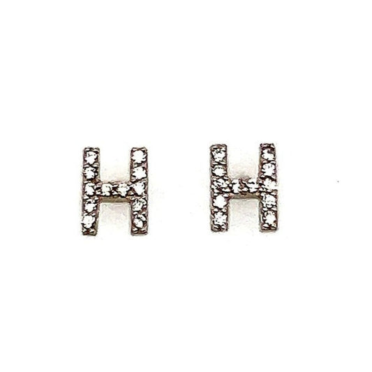 A336 Letter H Post Earrings