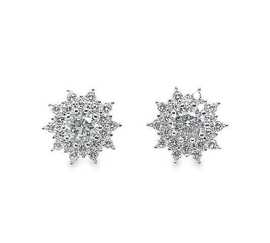 A456 Flower CZ Pave Post Earrings