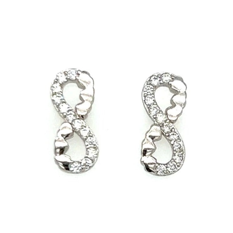 A463 Infinity CZ Pave Post Earrings