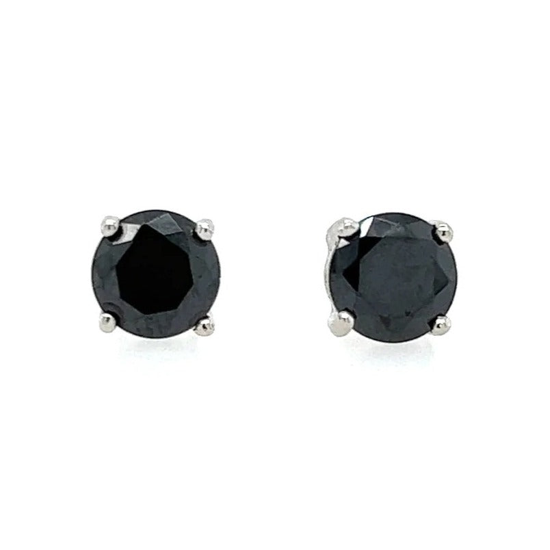 A481 Black Stone CZ Post Earrings