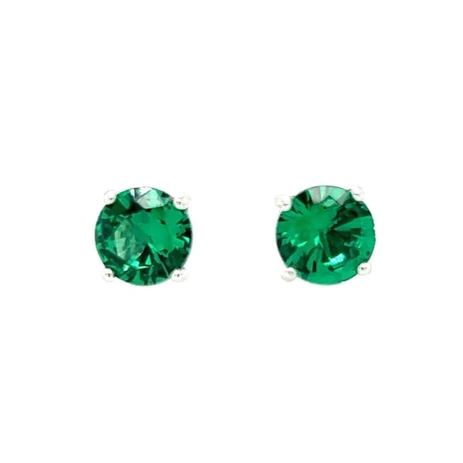 A482 Green Stone CZ Post Earrings