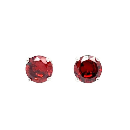 A483 Red Stone CZ Post Earrings