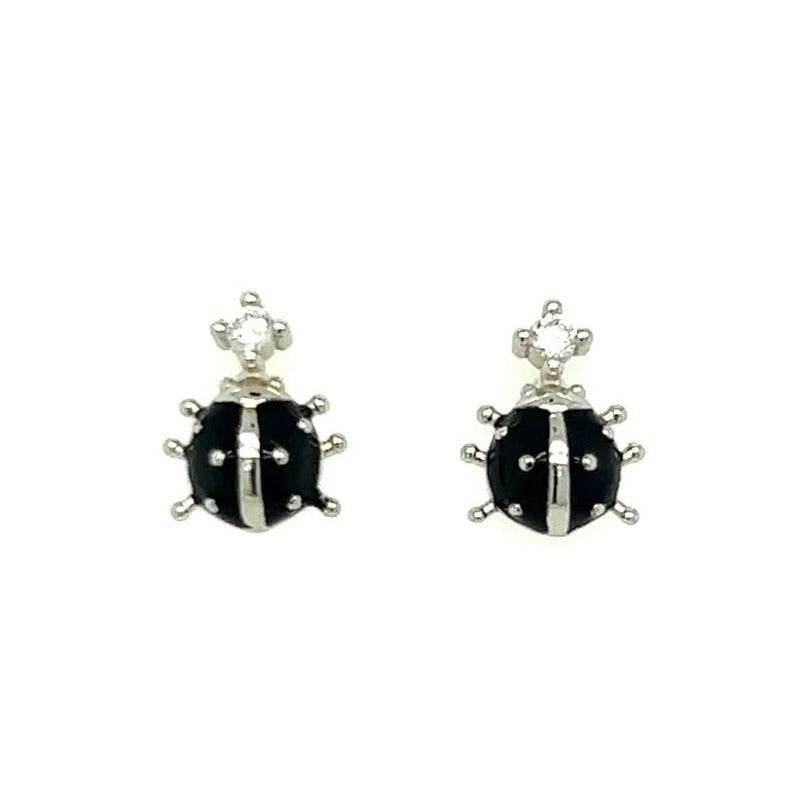 A499 Black Ladybug Post Earrings