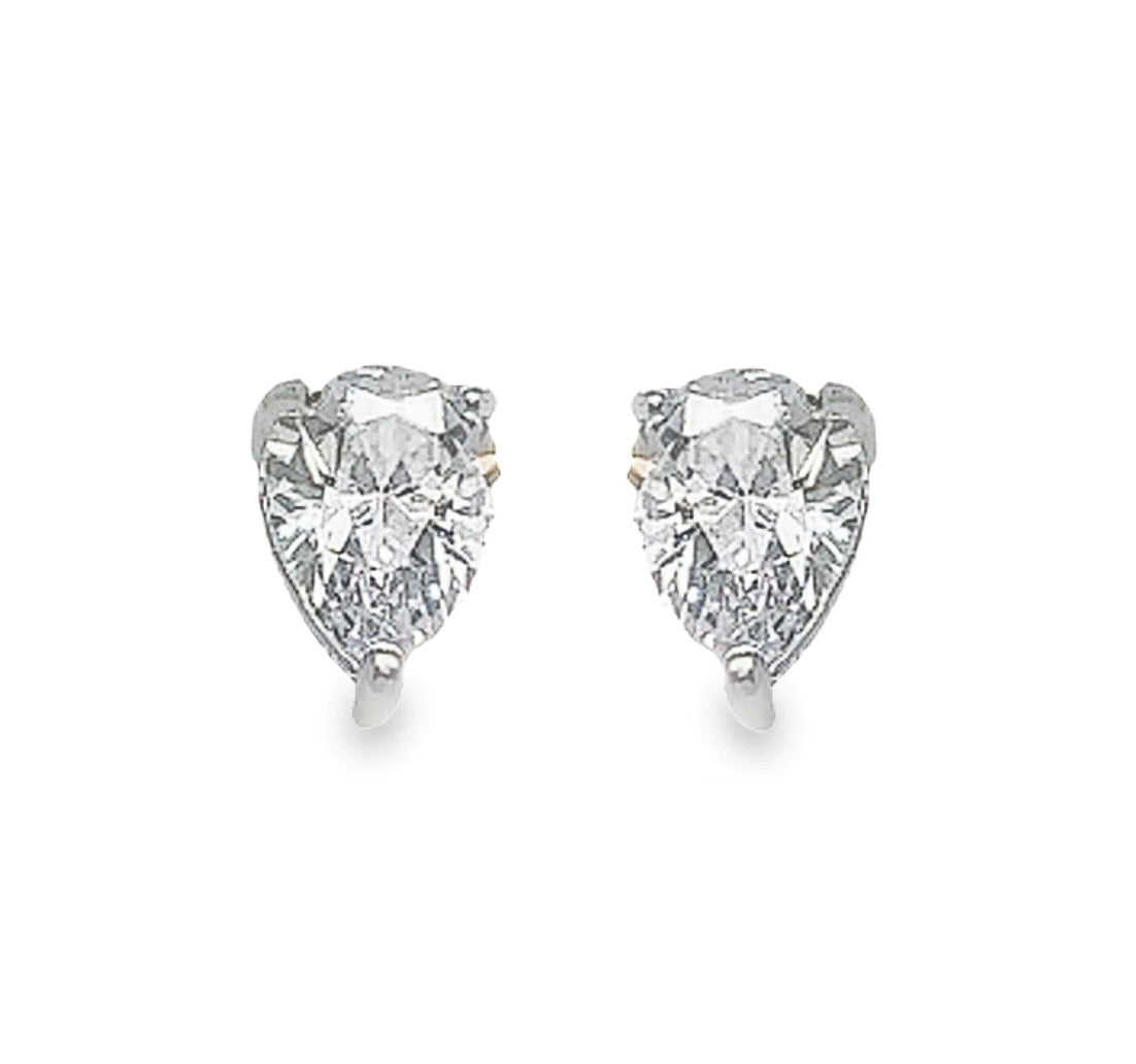 A634 Small Drop Diamond Accent Post Earrings