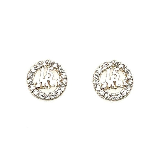 A66 Diamond Accent Quinceañera Post Earrings