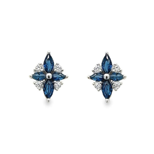 A702 Blue Diamond Accent Post Earrings