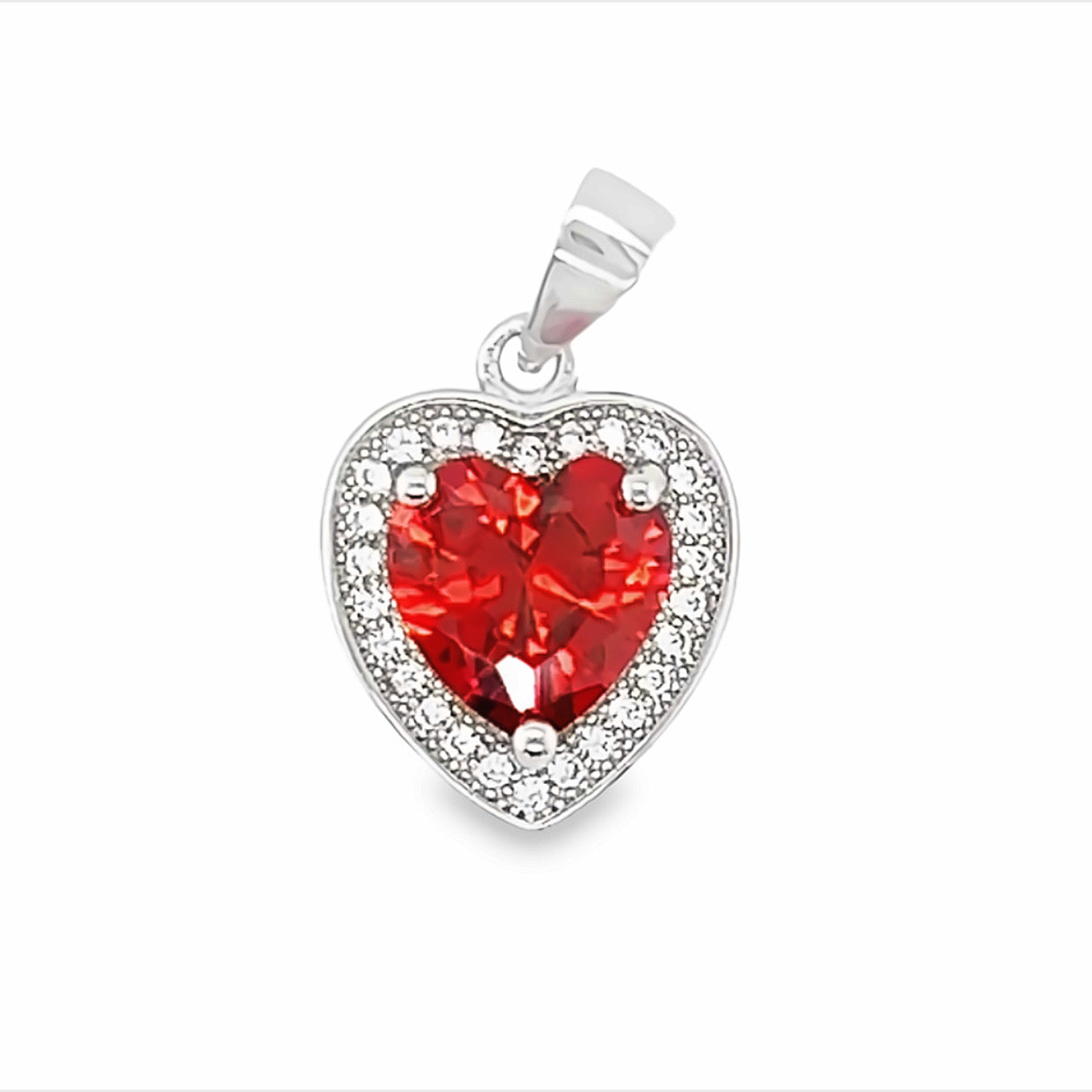 D949 Red Heart CZ Pendant