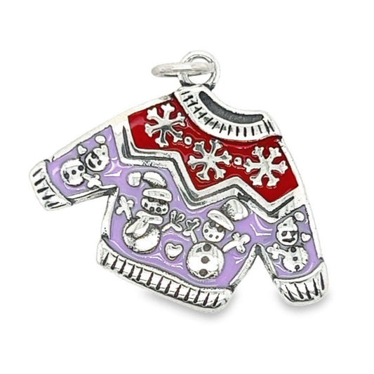 D1325 Purple Red Christmas Sweater Pendant