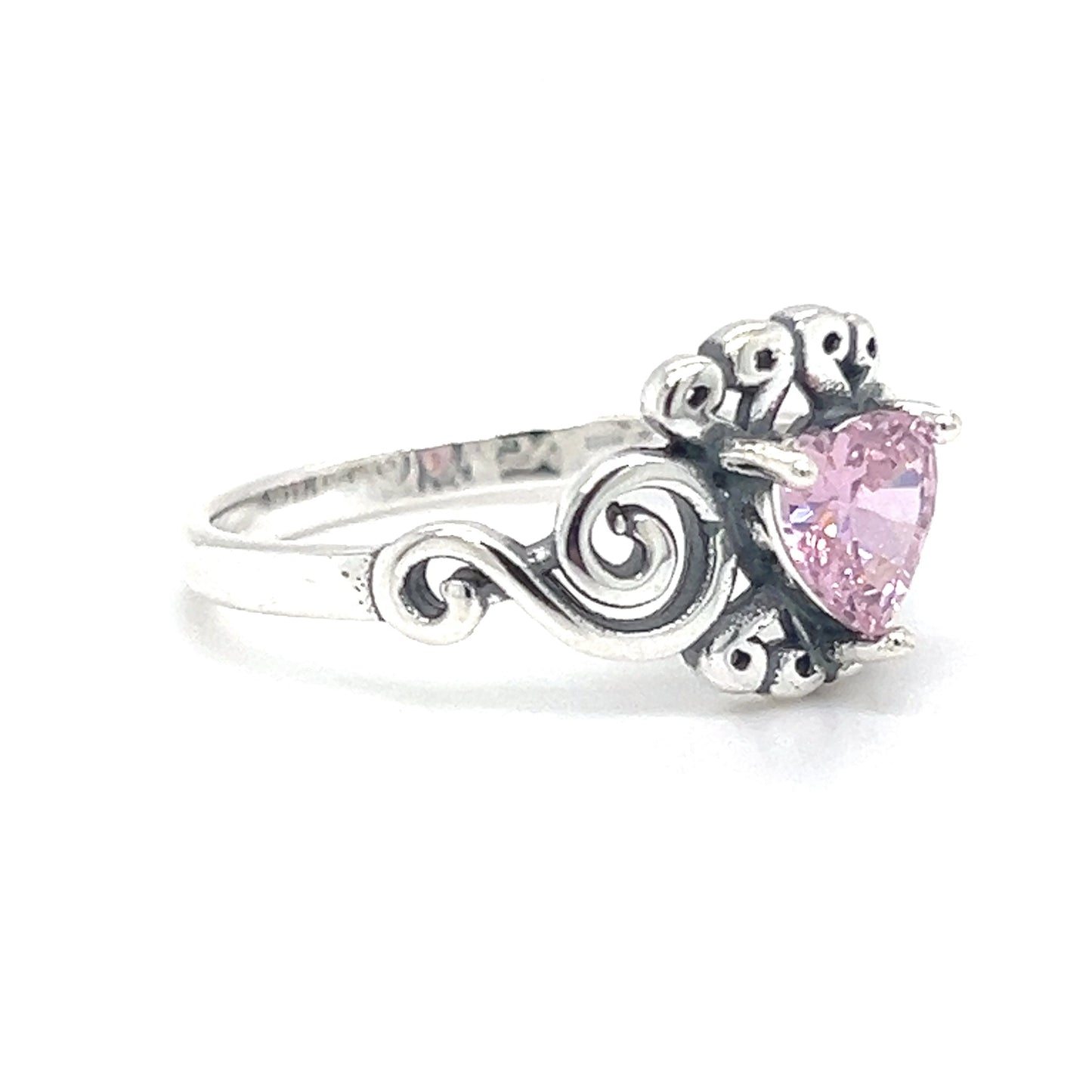 R829 Heart Pink Stone Ring