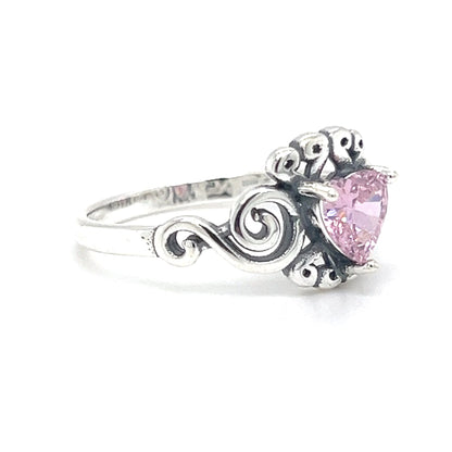 R829 Heart Pink Stone Ring