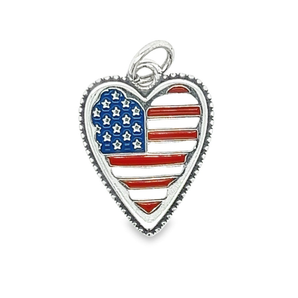 Heart United States Flag Pendant