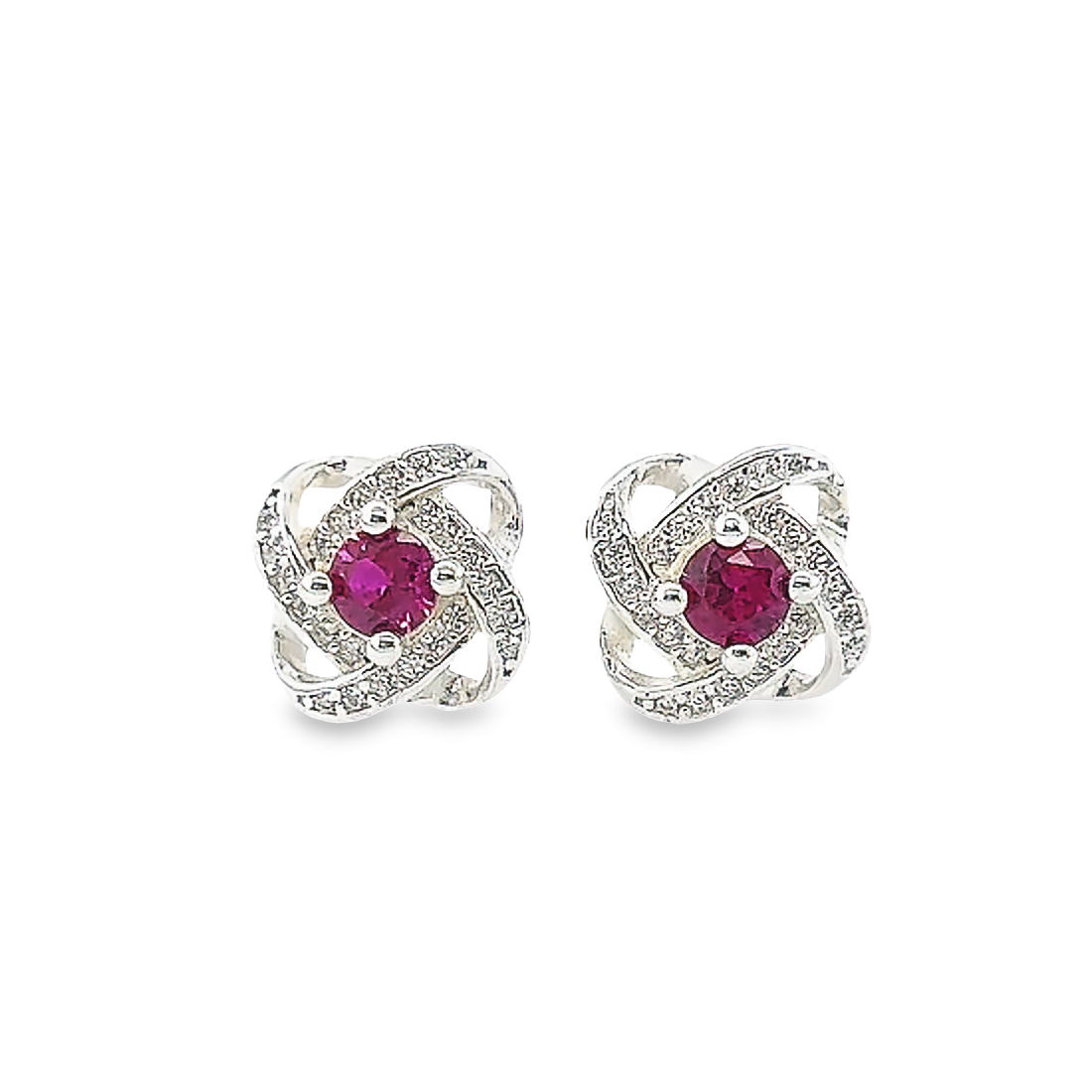 A215 Bright Loop With Fuchsia Red Center Post Earrings