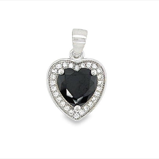 D950 Black Heart CZ Pendant