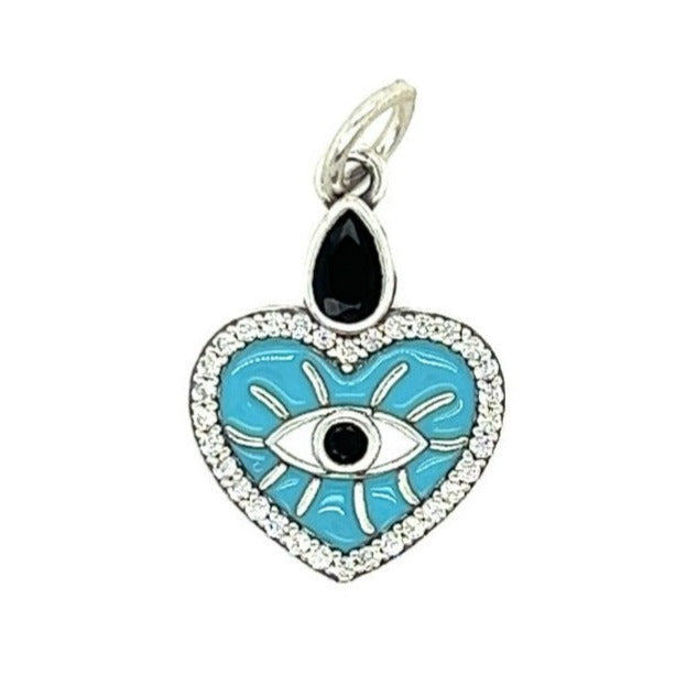 D1188 Light Blue Heart Eye Pendant