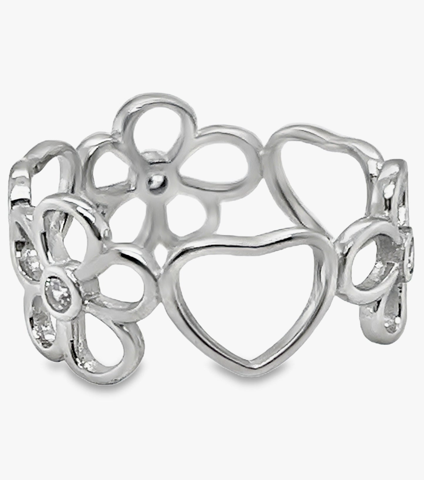 R558 Flower And Heart Ring