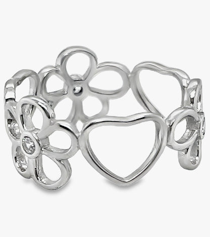 R558 Flower And Heart Ring