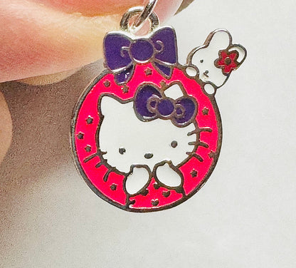 D1838 Round Pink KITTEN Pendant