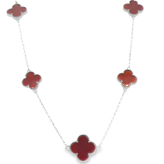 CA174 Red Clover Flower Necklace