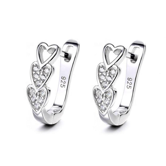 A304 Heart CZ Pave Huggies Earrings