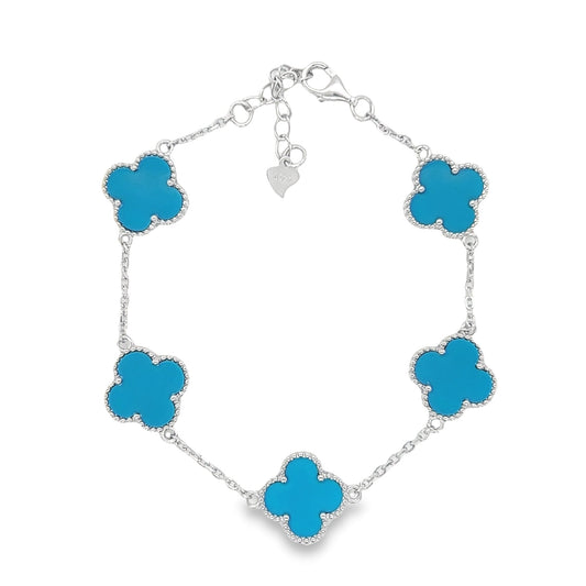 Blue Flower Clover Bracelet