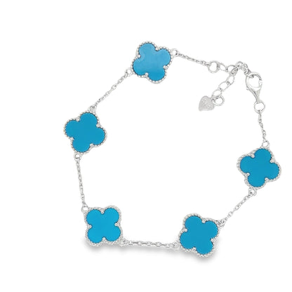 Blue Flower Clover Bracelet