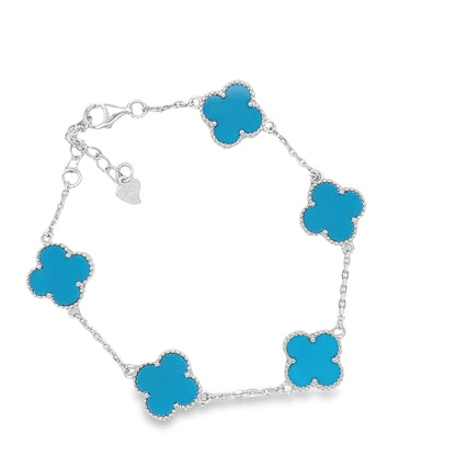 Blue Flower Clover Bracelet