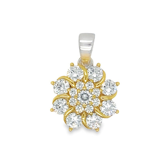 D1605 Yellow Flower With CZ Pendant